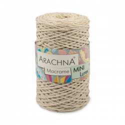 Пряжа "Macrame Mini Lurex" цв. 24 натуральный-серебро 75% хлопок 15% полиэстер 10% люрекс 250гр / 200м "Arachna" (Турция)