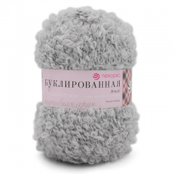 Пряжа "Буклированная" цв. 008 св. серый 30% мохер 20% тонк. шерсть 50% акрил 5х200гр / 220м "Пехорка"