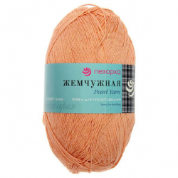 Пряжа "Жемчужная" цв. 018 персик 50% хлопок 50% вискоза 5х100гр / 425м "Пехорка"