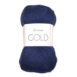 Пряжа "Gold" цв. 9033 тёмн. синий 92% акрил 8% металлик 100гр / 400м "YarnArt" (Турция)
