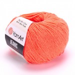 Пряжа "Jeans" цв. 61 ярко-коралловый 55% хлопок 45% полиакрил 50гр / 160м "YarnArt" (Турция)