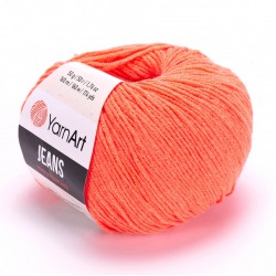 Пряжа "Jeans" цв. 61 ярко-коралловый 55% хлопок 45% полиакрил 50гр / 160м "YarnArt" (Турция)