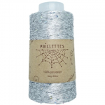 Пряжа "Paillettes" цв. 008 серебристый 100% полиэстер 100гр / 550м "Wool sea"