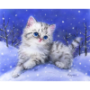 Канва с рисунком для вышивания гобелена "Котёнок в снегу" 30х40см "Grafitec" (Греция)