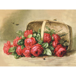 Ткань с рисунком для вышивания лентами "Розы в корзине" "Gamma"