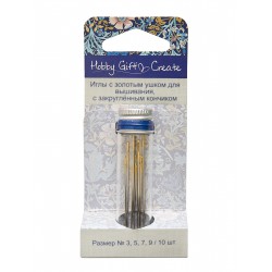 Иглы с золотым ушком для вышивания 10 шт. № 3-9 в баночке-органайзере “Hemline”