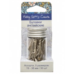 Булавки английские 50 шт. размер 19-38 см в баночке-органайзере “Hemline”