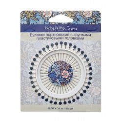 Булавки портновские с круглыми пластиковыми головками 34мм 40 шт. в органайзере “Hemline”