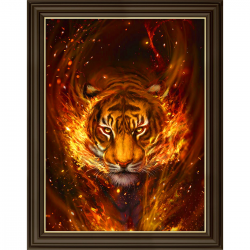 Набор для картины стразами "Тигр в пламени" "Алмазная живопись"