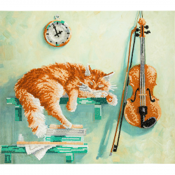 Набор для картины стразами "Кот и скрипка" "Фрея"