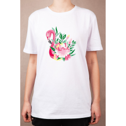 Раскраска на футболке "Фламинго в цветах" "Фрея"